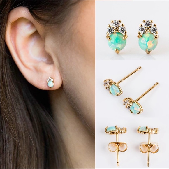 Dainty Fire Opal Earrings - Picture 4 of 5